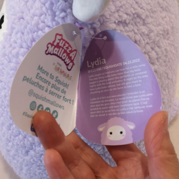 FuzzAMallows Squishmallow Lydia purple lamb 12 inches - Picture 4 of 4